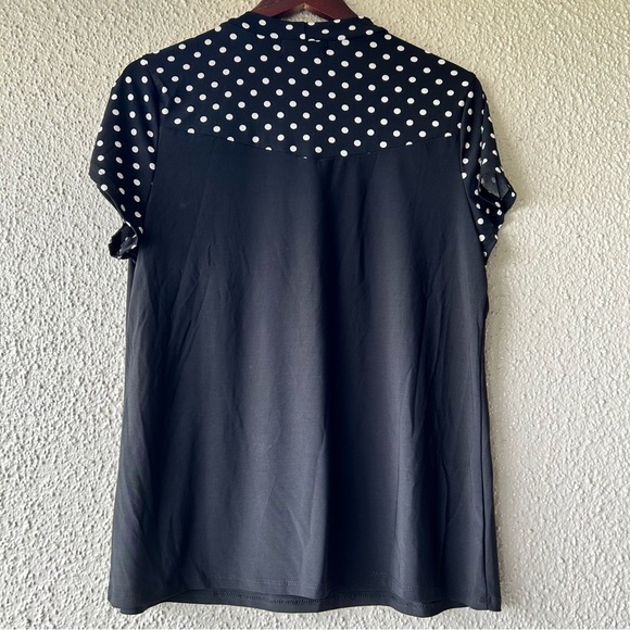 DIANA BELLE short sleeve top black and white polka dots with tie on the side - Picture 2 of 6
